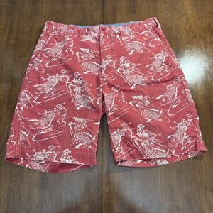 Polo Ralph Lauren Shorts Red Koi Fish Design Men's 36 Relaxed Fit